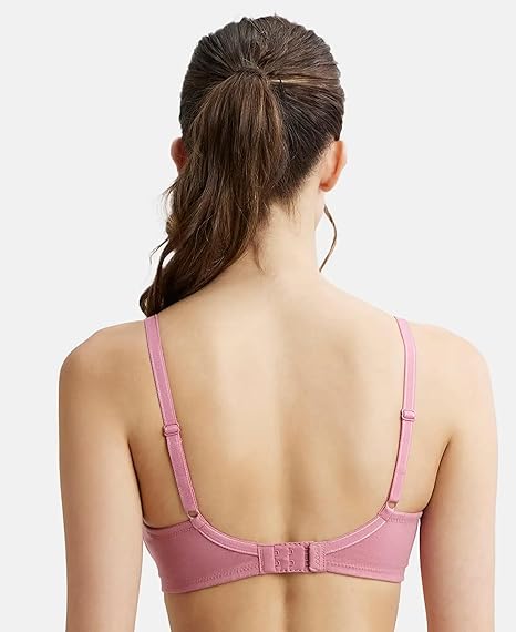 Jockey FE40 Women’s Wirefree Padded Cotton T-Shirt Bra – Full Coverage with Cross-Over Fit & Adjustable Straps